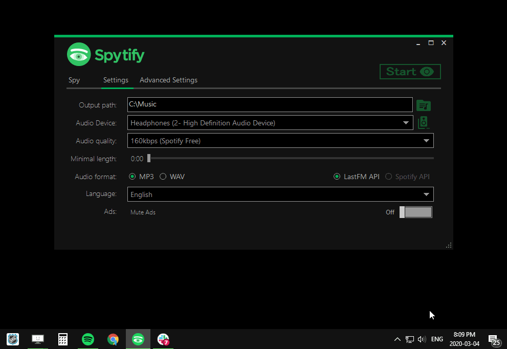 Spotify and Spytify using a different audio device