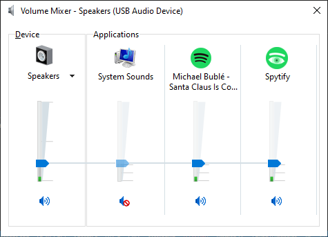 Volume mixer muted other apps
